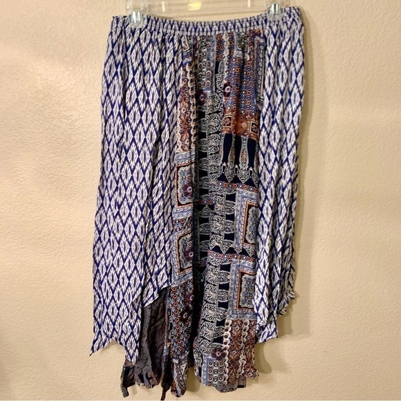 NWT Hem & Thread Skirt Poncho Combo Large Patchwork Boho Rayon Floral Geometric - Picture 5 of 15